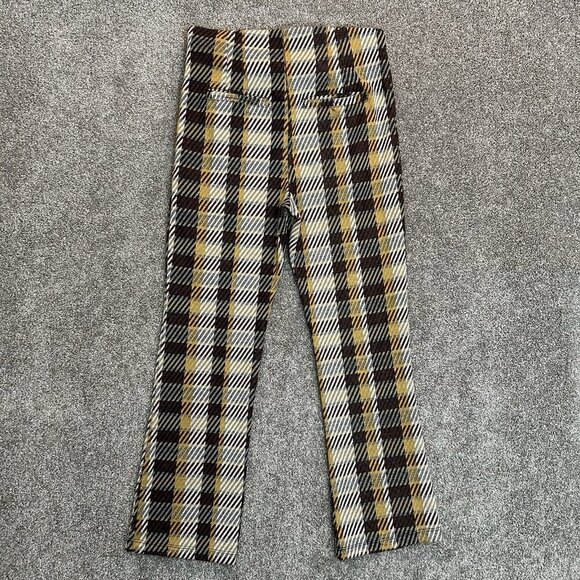 Free People Women's Cropped Pants Size 6 Brown Yellow Side Zip Back Pockets EUC - Picture 7 of 13
